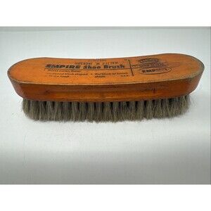 Vintage wooden Empire Mini Shine shoe brush Hardwood Handle Made USA Black Brown